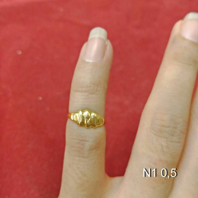 Cincin anak No 1 anak dan dewasa emas asli kadar 700 70% 22 1 satu g gr gram z petir permata putih selisih merica