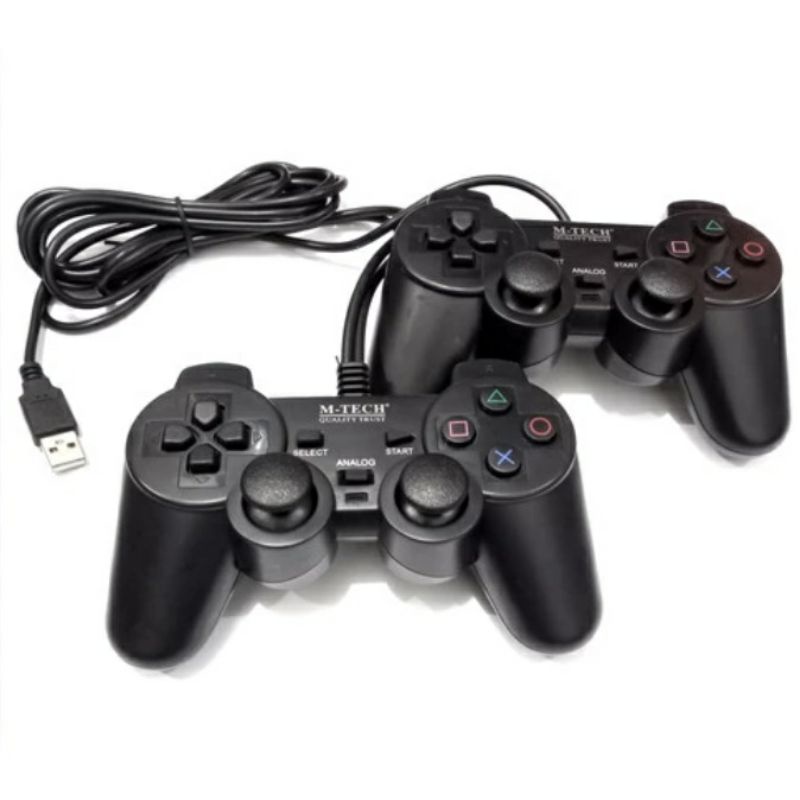 GAMEPAD DOUBLE BLACK M-TECH JOYSTICK DOUBLE GAMEPAD DOUBLE USB STICK M-TECH /  E-SMILE LAPTOP/PC JOYSTICK GETAR DOUBLE