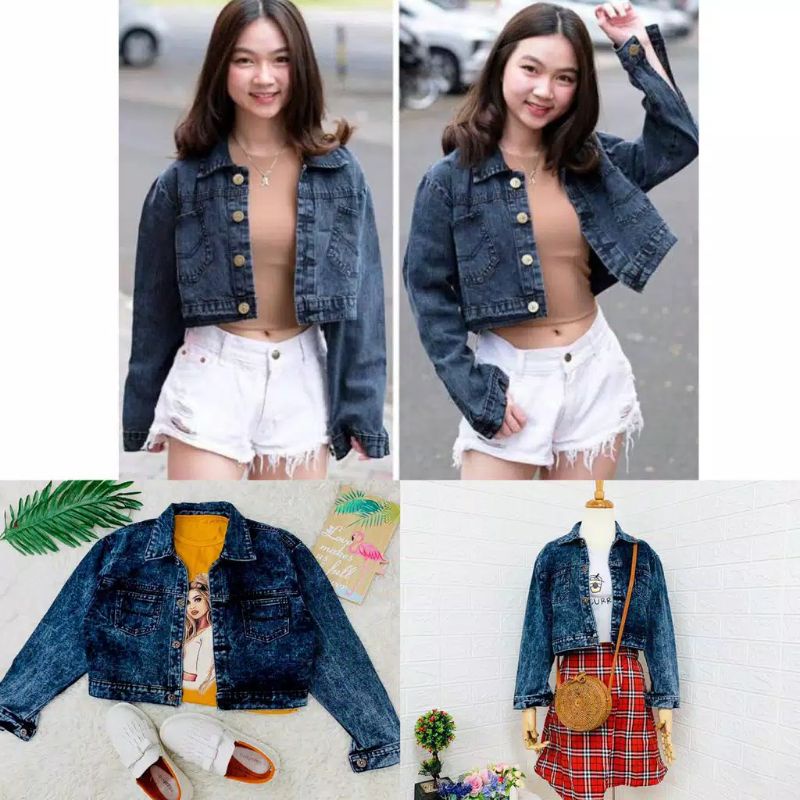 JAKET JEANS CROPPED // JAKET SNOW BLACK