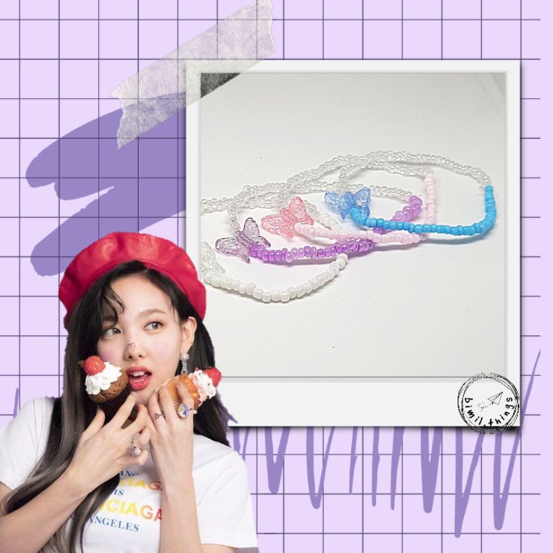 Butterfly Bracelet | Custom Gelang KPOP | Gelang Kupu-Kupu | Gelang Manik-Manik