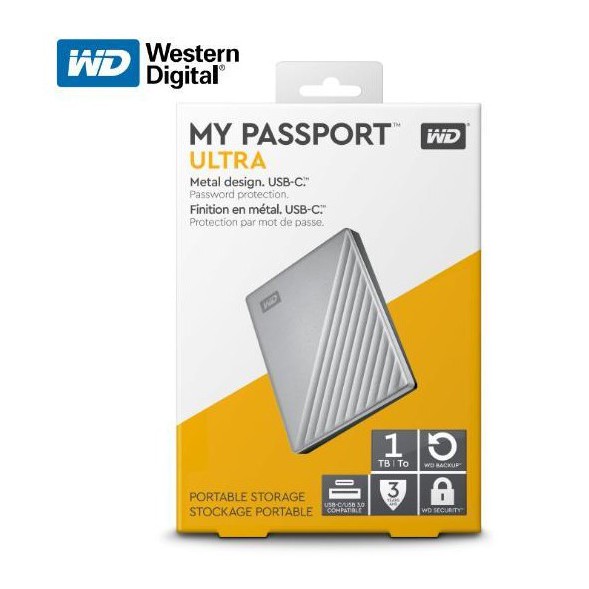 WD 1TB My Passport Ultra Type C Silver Portable External Hard Drive