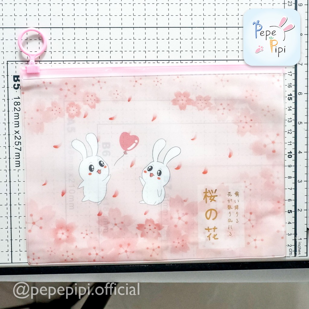 Map Kelinci Bunny Rabbit ukuran kertas A5 dengan Zip Lock Pouch