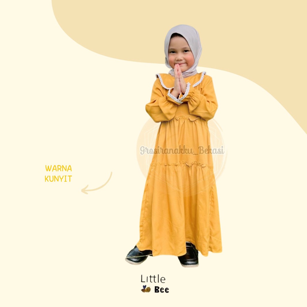 Gamis Anak Rosa Rayon LittleBee Mix Warna Size 2-8 thn