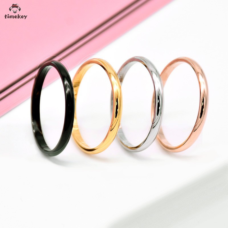 【READY】Cincin Pertunangan / Pernikahan Bahan Titanium Steel Lapis Silver Rose Gold