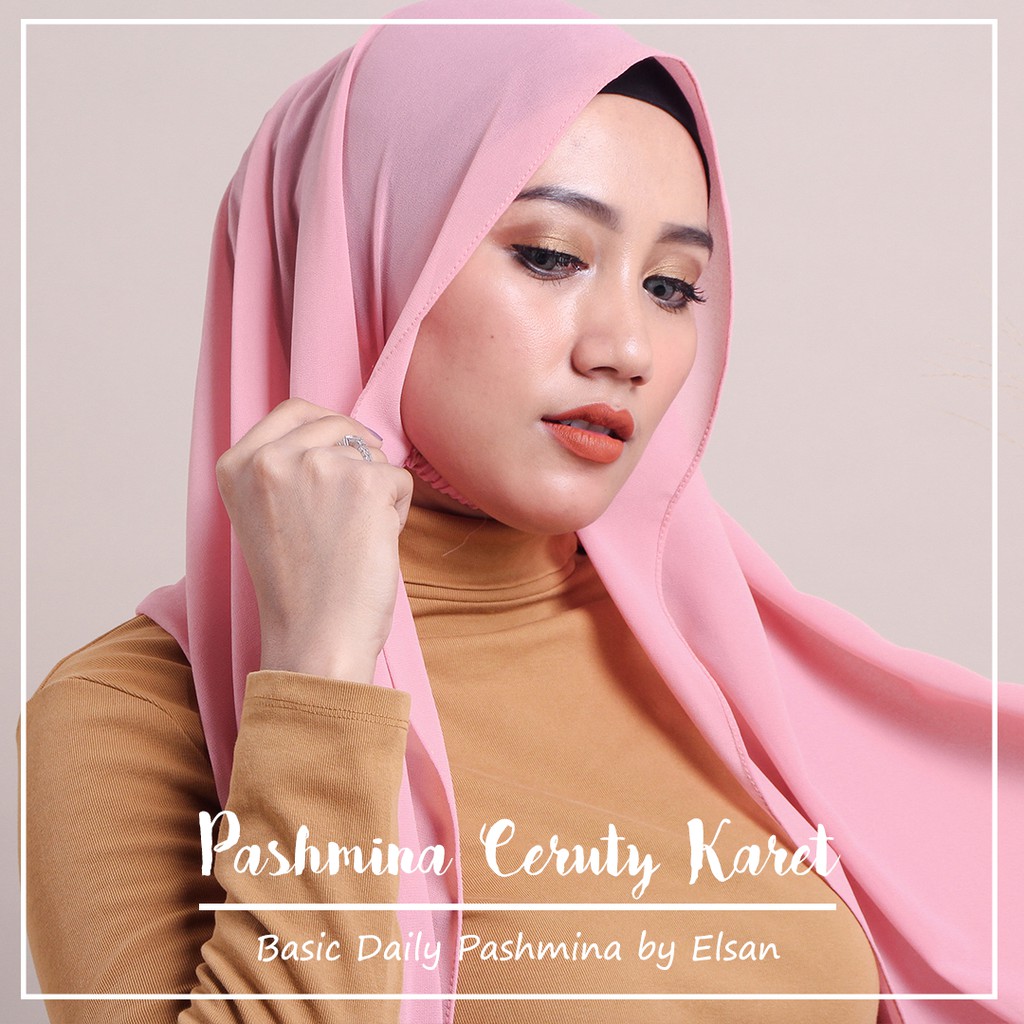 CUCI GUDANG Pashmina Ceruty Baby Doll Karet (SALE CUCI GUDANG)