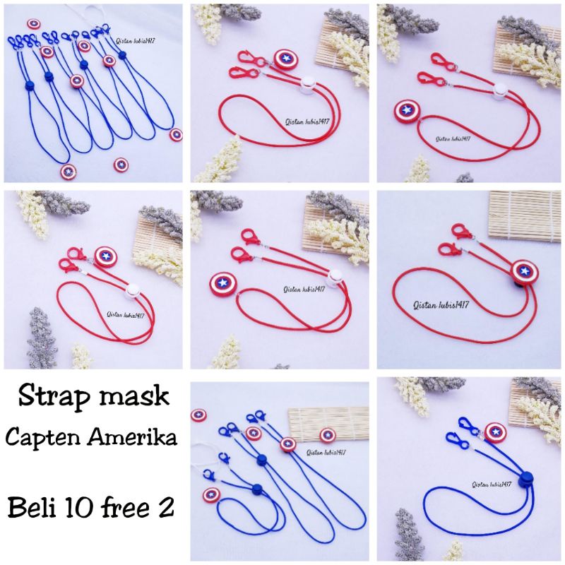 Strap mask capten Amerika beli 10 free 2