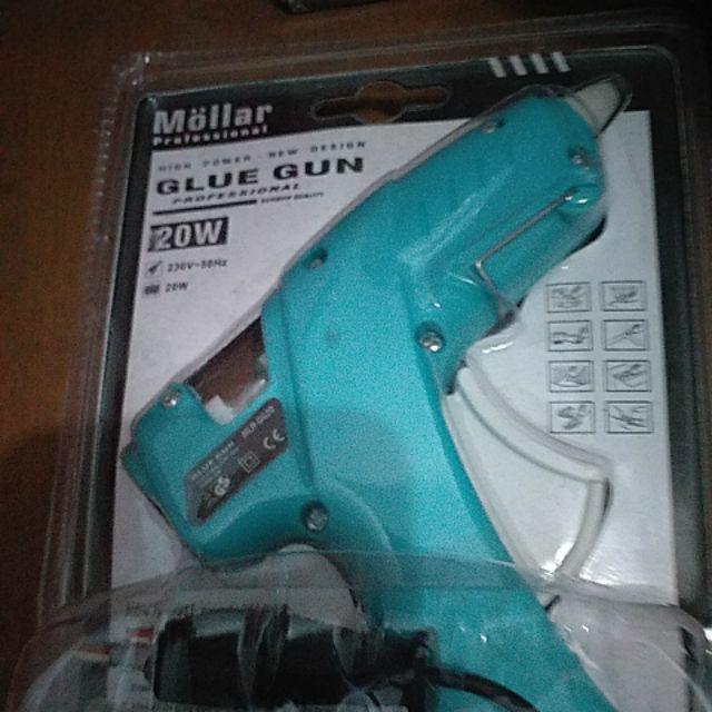 Paket Glue Gun 20 Watt Mollar - Biru & 9 Pcs Refill Stick Lem Tembak