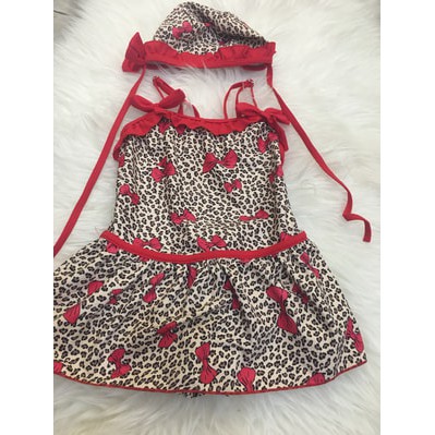 Baju Renang Anak Cewek Leopard Merah