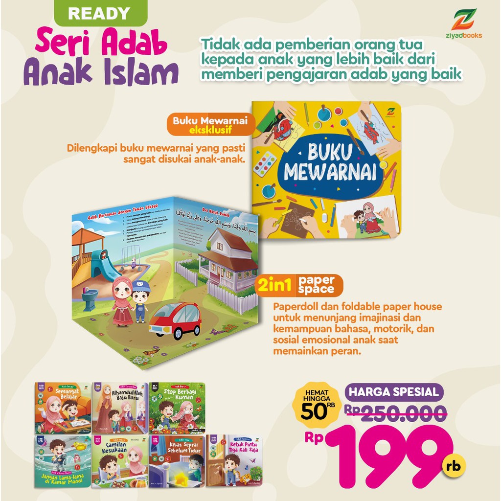 Buku Anak : Seri Adab Islami (7 Buku + Bonus) Edisi Art Paper