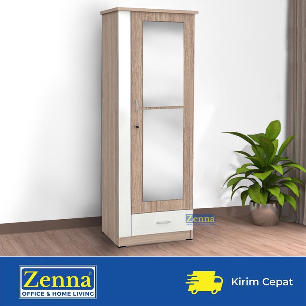 Zenna Lemari Pakaian 1 Pintu Cermin / lemari baju 1 pintu