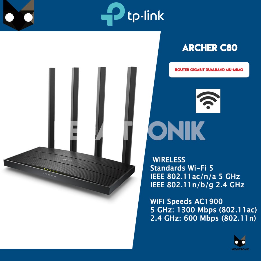 Jual Router TP-LINK ARCHER C80 AC1900 Gigabit DualBand MU-MIMO - TPLink ...