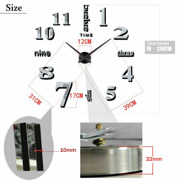 Jam Dinding DIY 80-130cm Diameter OMHAKZSV