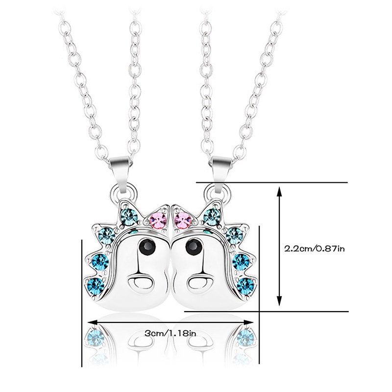 Fancyqube 2pcs / Set Kalung Batu Magnet Tiga Dimensi Desain Unicorn Untuk Hadiah Valentine