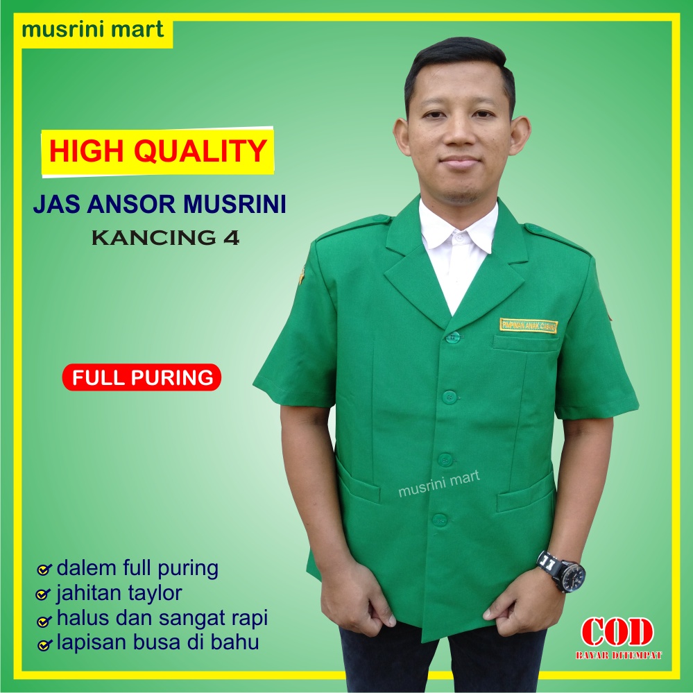 Jas Ansor Pendek Premium Quality Dalem Full Puring Kancing 4 Jahitan Taylor Halus Rapi Musrini Mart