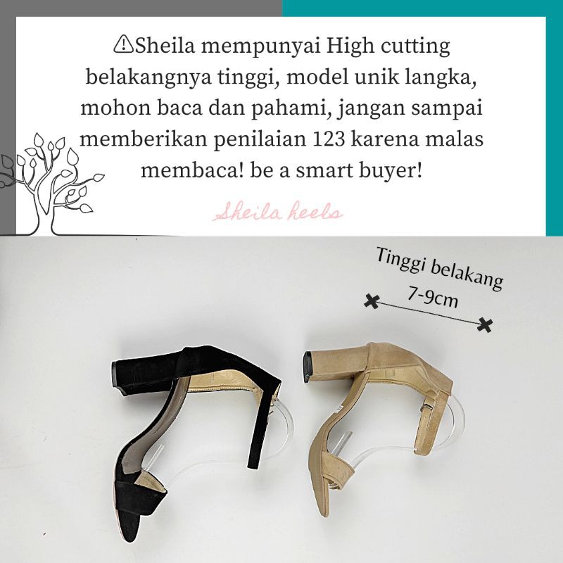 Bryan Sheila Heels Tahu 9cm Nyaman Suede Beludru Jumbo Bigsize Oversize 36-40 41 42 43 Unik-5