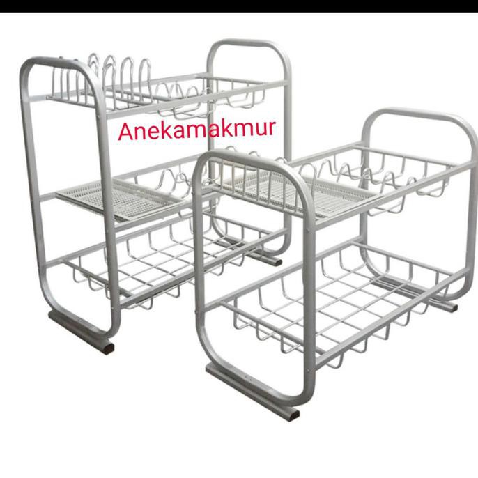 Rak Piring Aluminium Susun 2/ Tempat Piring Wastafel/ Grab -Gojek Auliabubbleshop