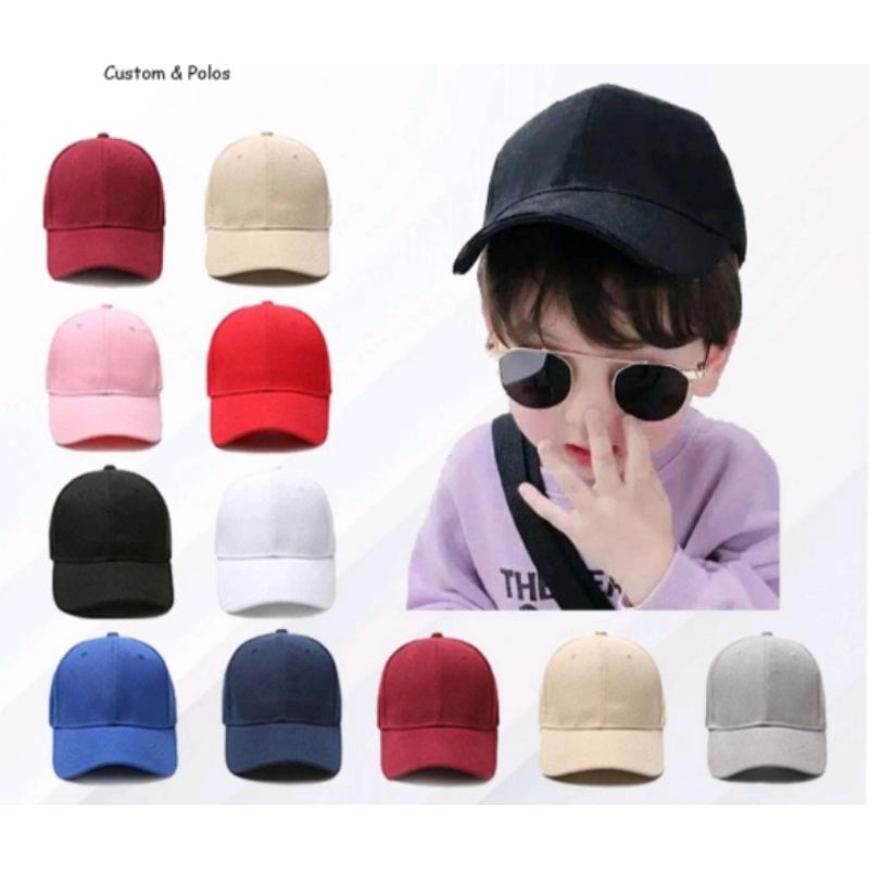 Topi Baseball Anak Polos Ring Besi Usia 1-8 Tahun Laki Perempuan Bahan Kualitas Premium Termurah !!