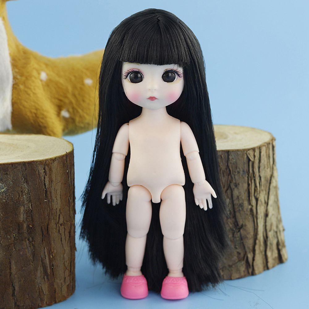 Nickolas1 BJD Boneka Putri Cantik DIY Mainan Anak Perempuan Boneka 3D Mata Bola Bersambung Rambut Panjang1/12 Doll