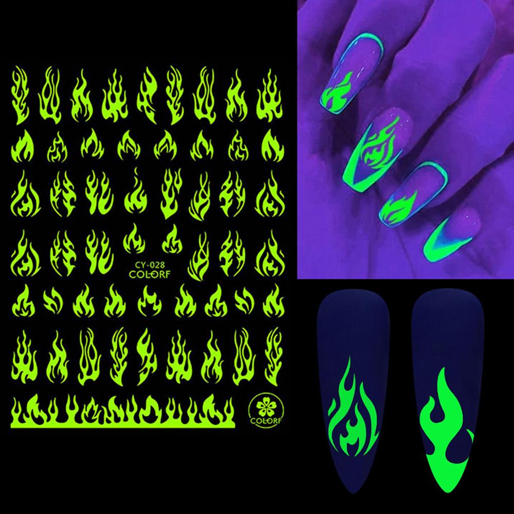 AUGUSTINA Agustina Dekorasi Nail Art 3D Bintang Bulan Kupu-Kupu Manicure Transfer Decals Glow In The Dark