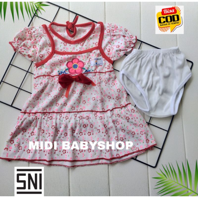 Setelan Dress Bayi Perempuan Moriska SNI Motif Flower 3 - 18 bulan