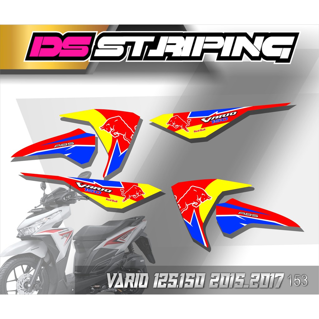 0153 Striping Stiker Variasi list Vario FI 2015 125 & 150 Redbull
