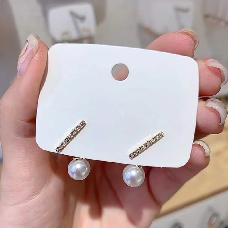 Anting 925 Silver Needle Hias Mutiara Berlian Imitasi Gaya Korea Untuk Wanita