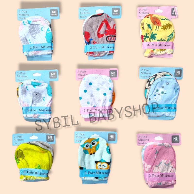 4 Pcs (2 Pasang) Mittens Nextbluefly / Sarung Tangan Kaki Bayi Premium / Mittens Bayi