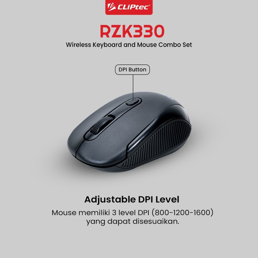 Keyboard Mouse CLIPtec RZK330 Combo Wireless 1600DPI - CLIPtec RZK 330