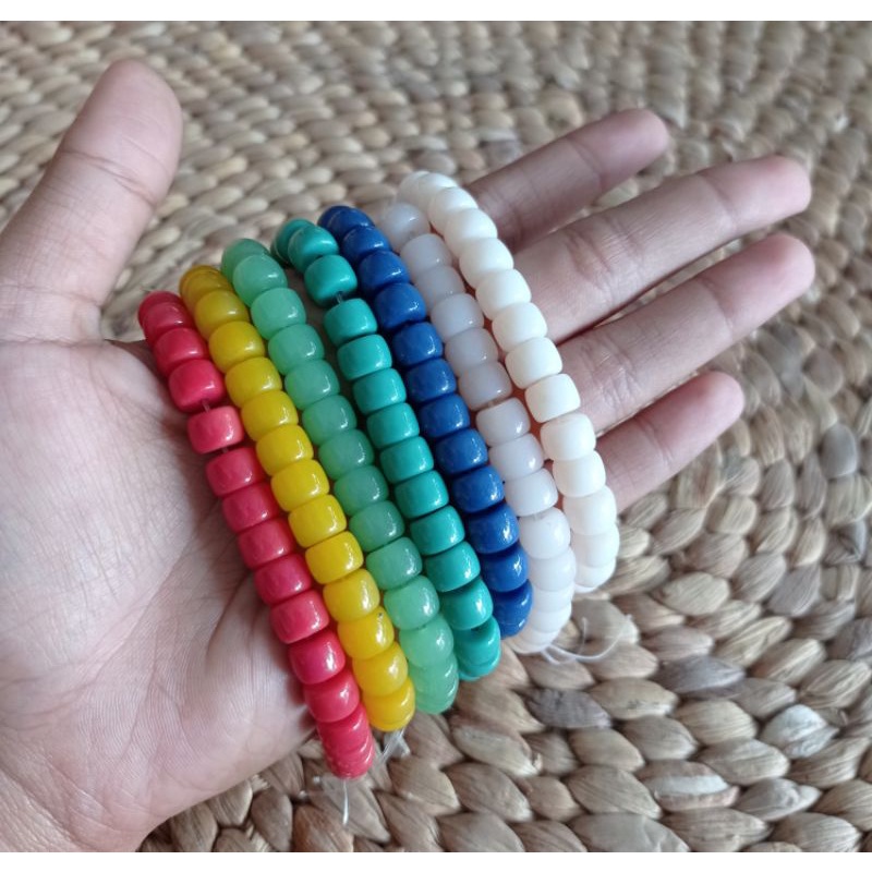 Manik Akrilik Manik Tube Beads 8mm Manik Batu Tabung 8mm Batu Gepeng Bahan Gelang dan Strap Manik Tu