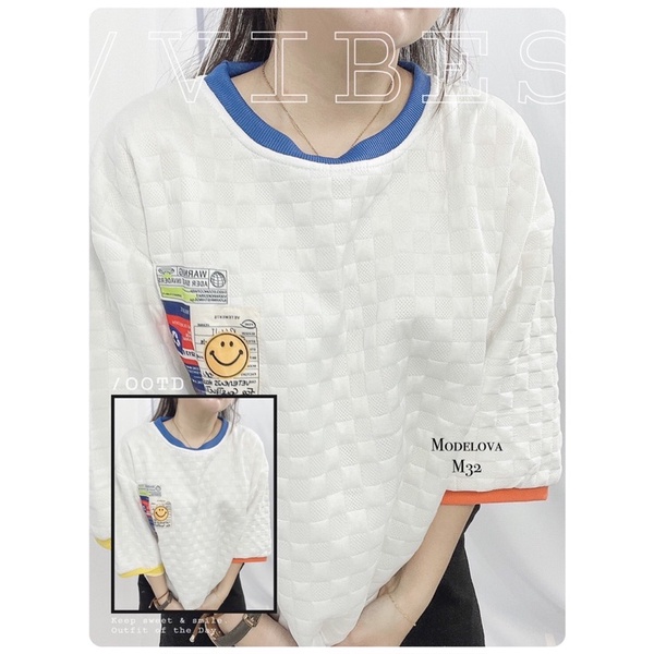 MDLV ~ M32 SMILE TSHIRT IMPORT KAOS OVERSIZE CEWEK KAOS IMPORT CEWEK KOREA STYLE FASHION IMPORT