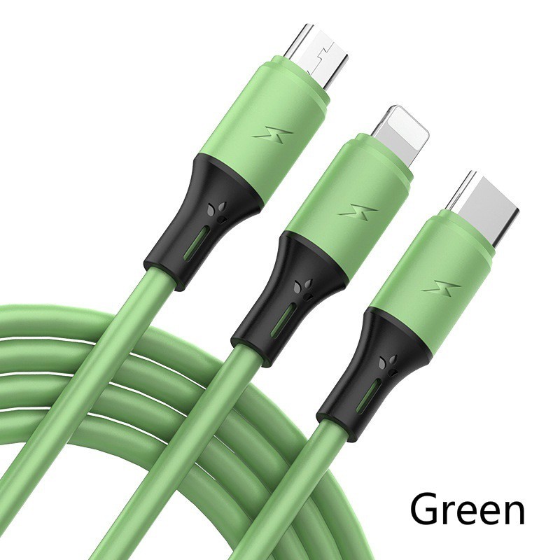 Bahan Silikon Cair Charger Multi Fungsi 3in1 Universal Fast Charging Kabel USB Untuk Android Apple Type-C
