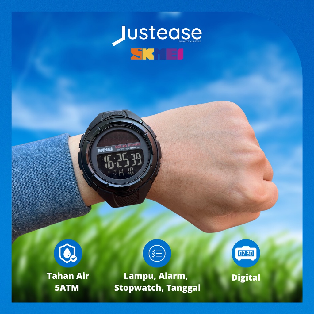 SKMEI Ixion 1405 Jam Tangan Pria Solar Power Sporty Digital Alarm Stopwatch Original Anti Air Justea