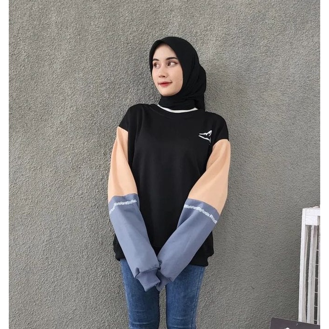 SWEATER OVERSIZE - MOUNTAIN SWEATER STREET OBLONG CREWNECK BAHAN FLEECE