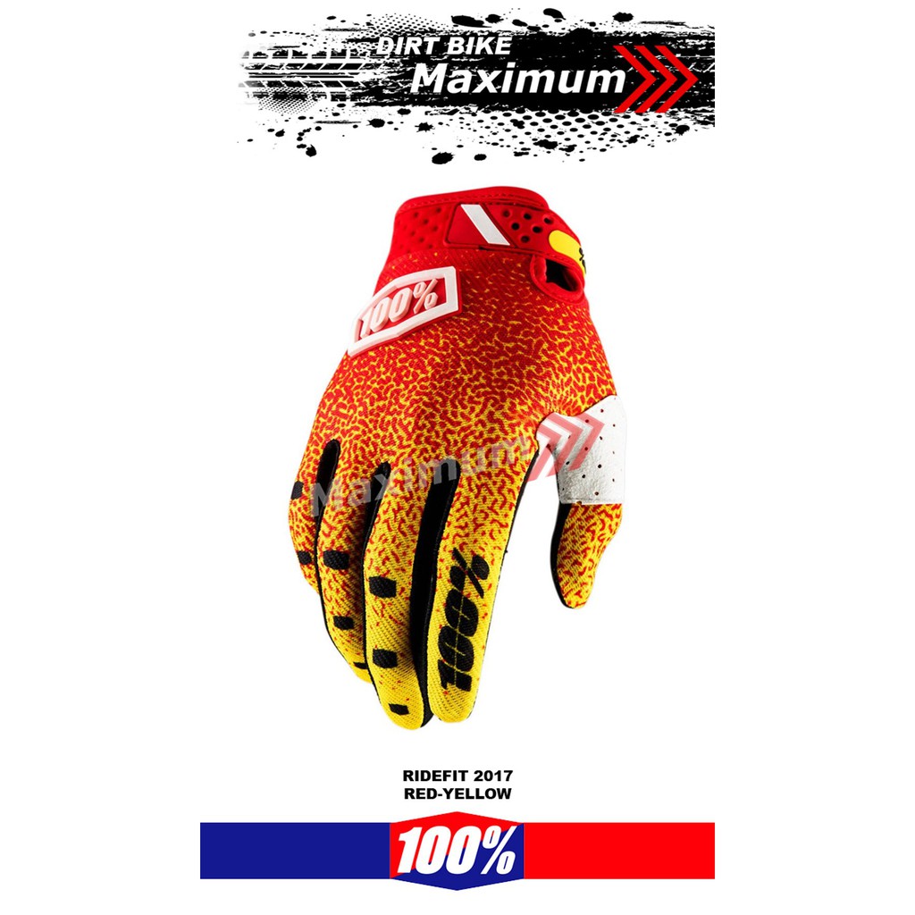 XL 100/% MX Motocross RIDEFIT Gloves Red//Yellow