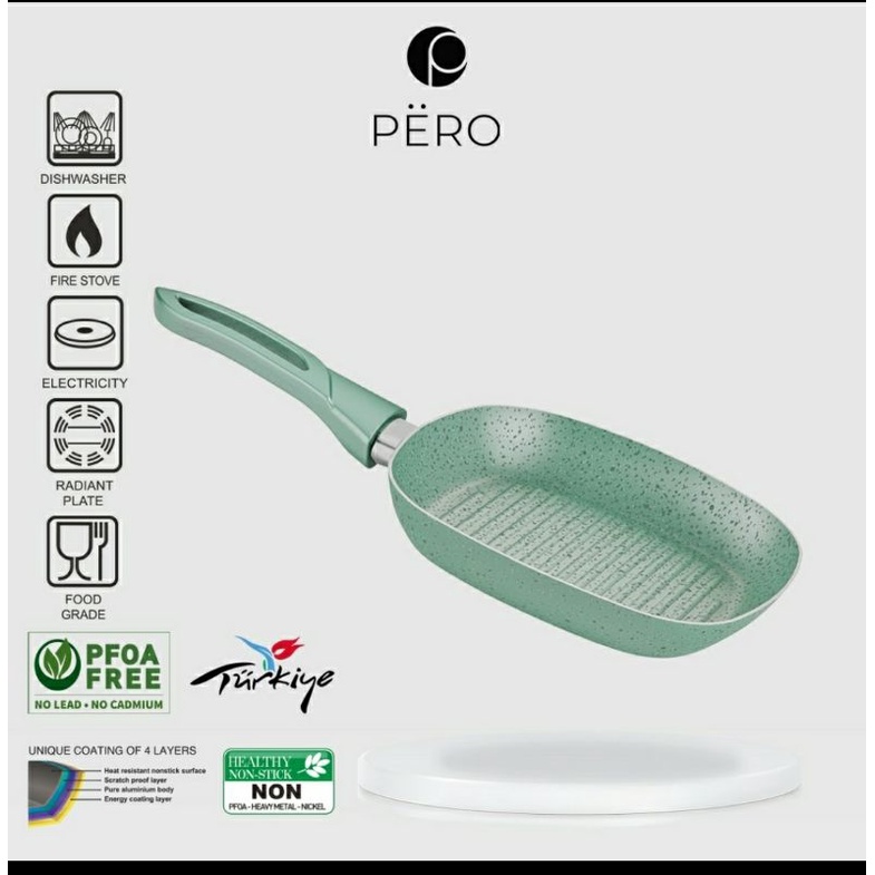 Pero mini grill pan wajan penggorengan panggangan mint 20cm 20 cm original