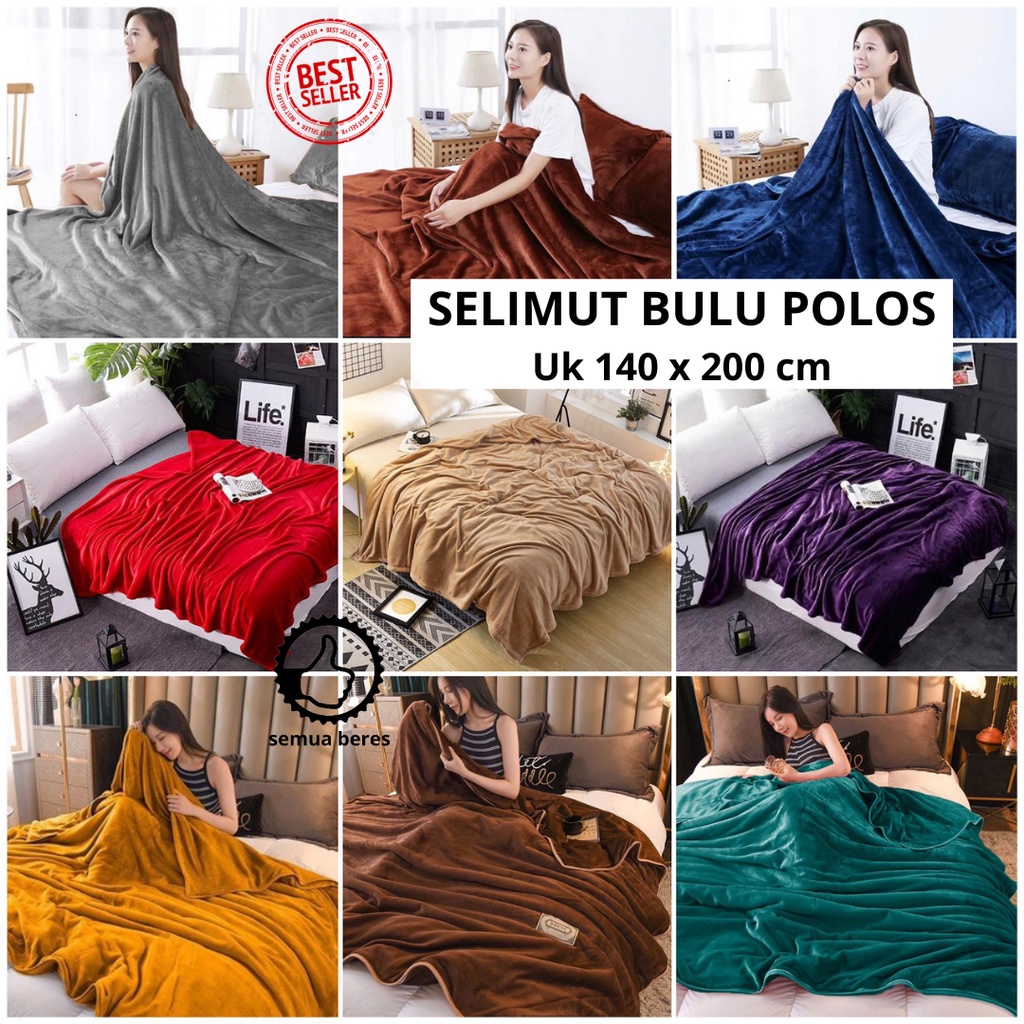 TERMURAH Selimut Bulu Halus Polos 140x200 Super Tebal Lembut Motif Dewasa Import Terlaris