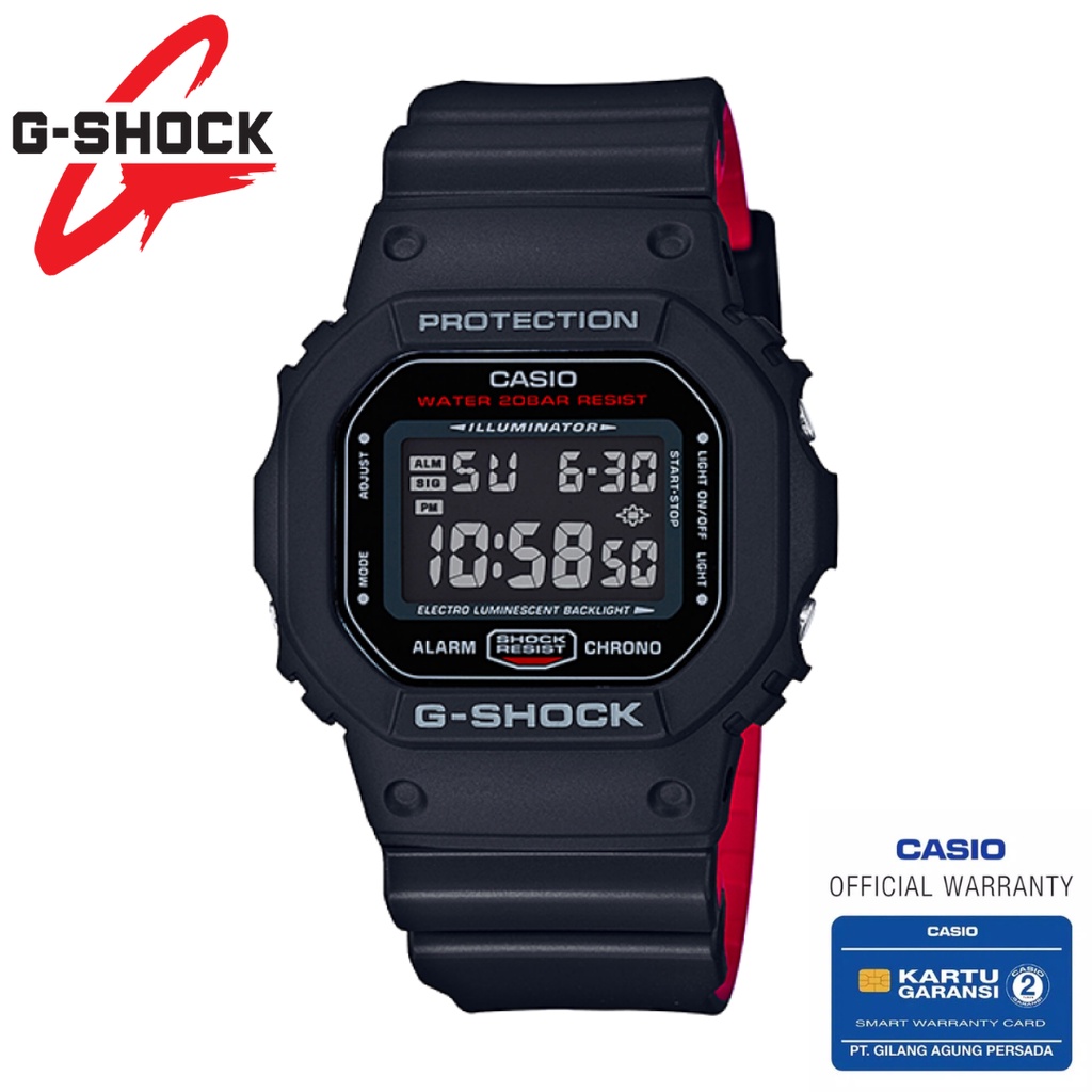 Jam Tangan Pria Casio G-Shock Original DW-5600HR-1DR Digital Rubber Strap