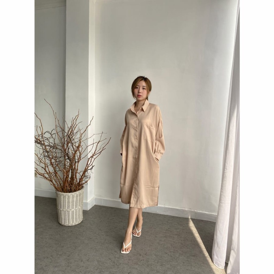 Dress Wanita Korea Vio Classic Shirt Dress / Dress Wanita A004