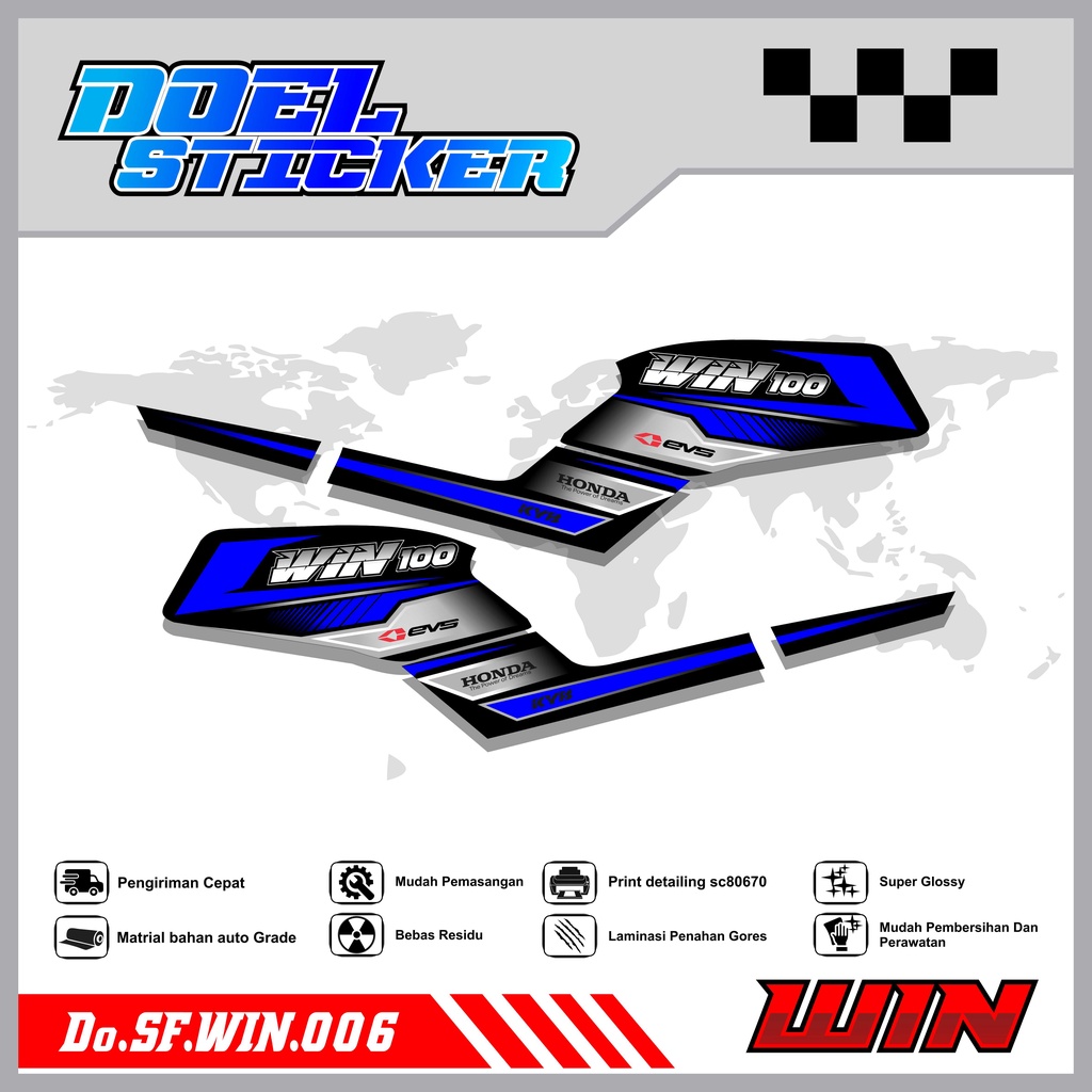 STICKER STRIPING WIN 100 - STICKER STRIPING LIST VARIASI HOLOGRAM , CROME WIN 100 DOEL 006