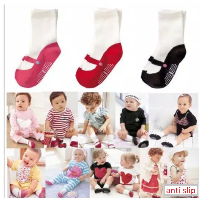 Kaos Kaki Import 0-2 Tahun Garis 1 dengan Anti Slip LC VC