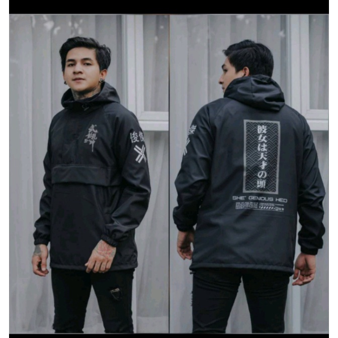 JAKET COUGLE Jaket Parasut Taslan Cougle Hoodie Premium Distro Unisex /HITAM/ M L XL [COD]