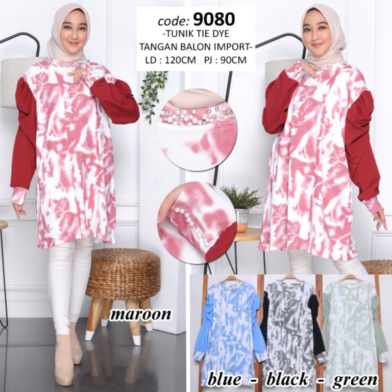 [REALPIC] TUNIK KAOS IMPORT LD 120 JUMBO BESAR TANGAN BALON PANJANG MUSLIM