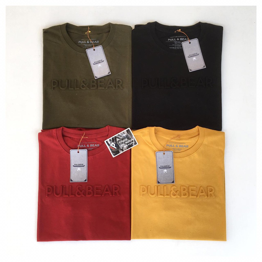KAOS TSHIRT PULL AND BEAR LOGO EMBROSS 1:1 MIROR ORIGINAL