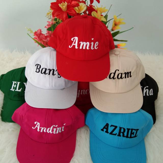 Buat Nama ditopi Anak/ Bikin Nama Suka Suka/ Topi Custom Anak Bahan Twill