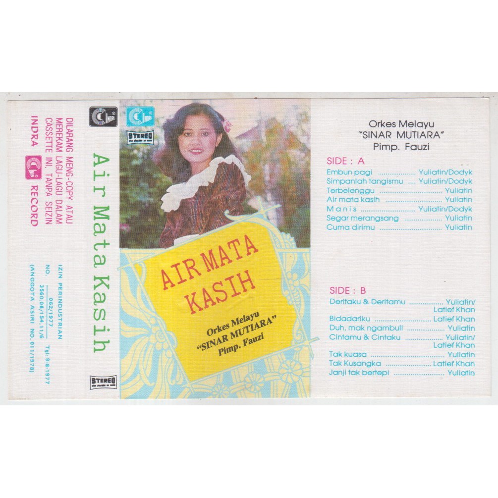 COVER SAMPUL KASET ORKES MELAYU SINAR MUTIARA - AIR MATA KASIH