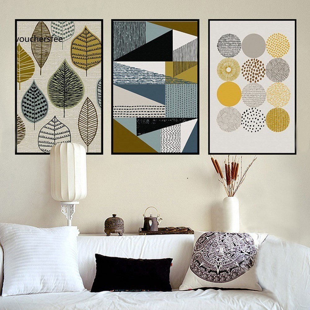 Leaves Geometry Home Modern Canvas Wall Art Painting Living Room Decor Shopee Indonesia