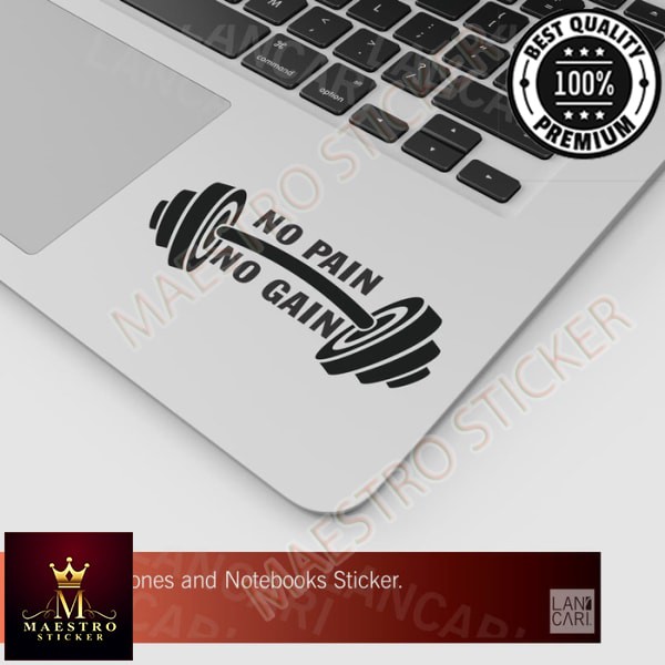 

M.STICKER Decal Sticker No Pain No Gain Gym Cutting Macbook Laptop Stiker - Putih