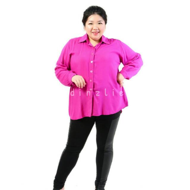 KEMEJA RAYON POLOS WARNA PINK FANTA