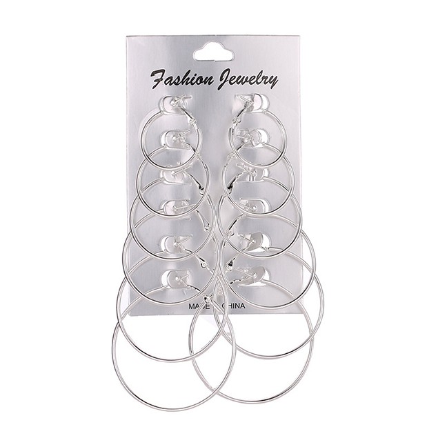 LRC Anting Hoops ElegantCircular Ring Design Pure Color Earrings(12pcs)