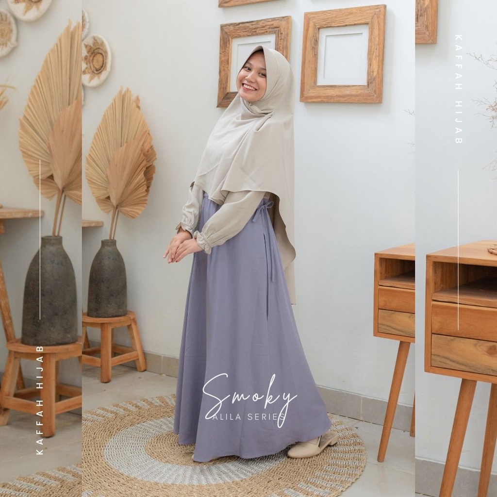 Kaffah Hijab | Set Gamis Jilbab Syari | Alila Smoky